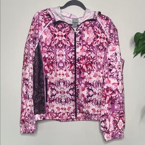 Champion Women's 2 Piece Floral Rain Jacket and Pants - Pink and Purple